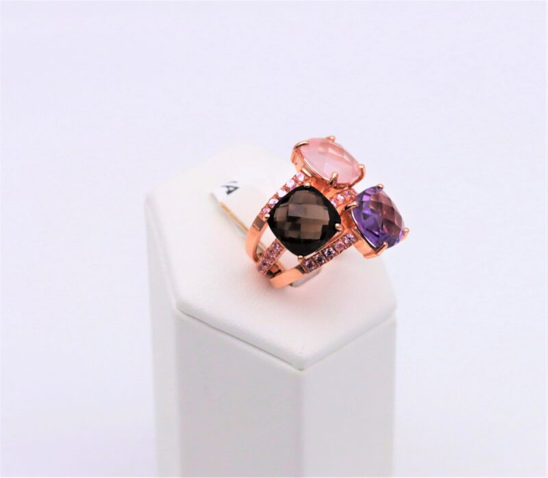 Anello Oro Rosa Con Pietre Naturali - immagine 3