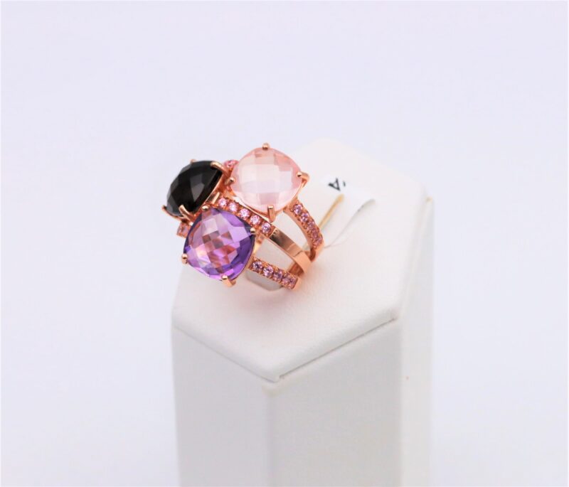 Anello Oro Rosa Con Pietre Naturali - immagine 2