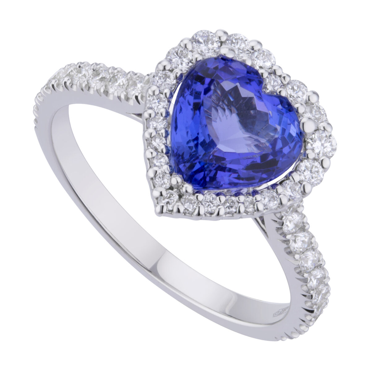 Anello Oro bianco, Tanzanite blu e diamanti bianchi