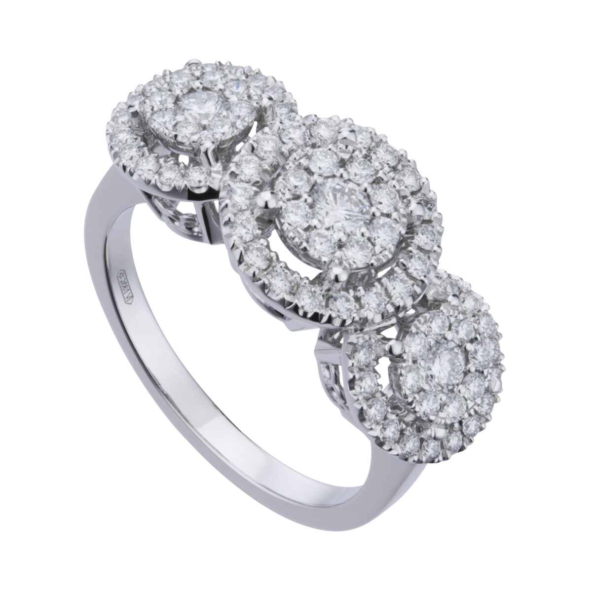 Anello Cerchio di Luce Trilogy gambo liscio multipietra