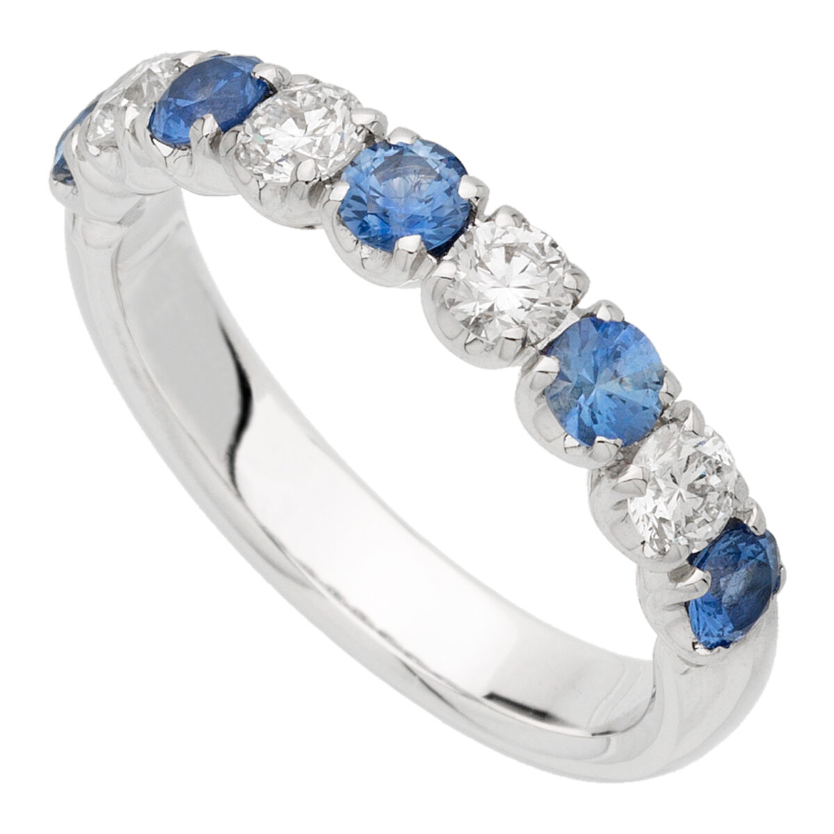 Anello Veretta oro bianco, con zaffiri e diamanti