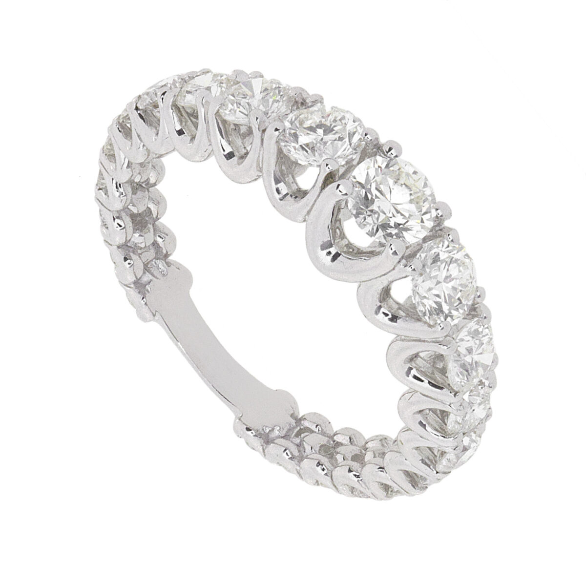 Anello girodito a scalare 18kt con Diamante