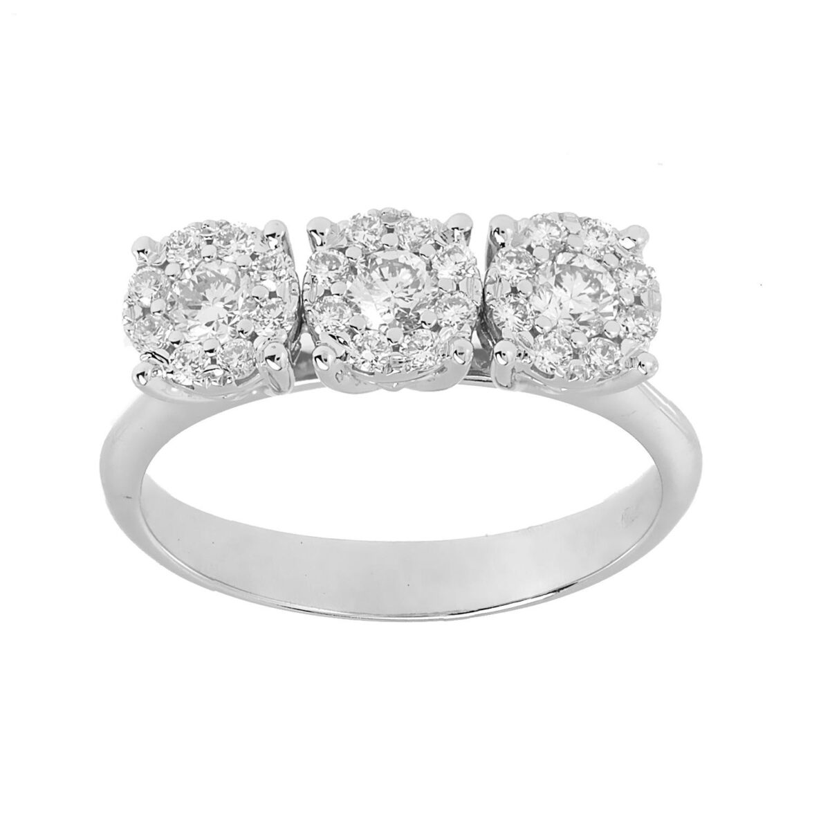 Anello Cerchio di Luce Trilogy gambo liscio multipietra