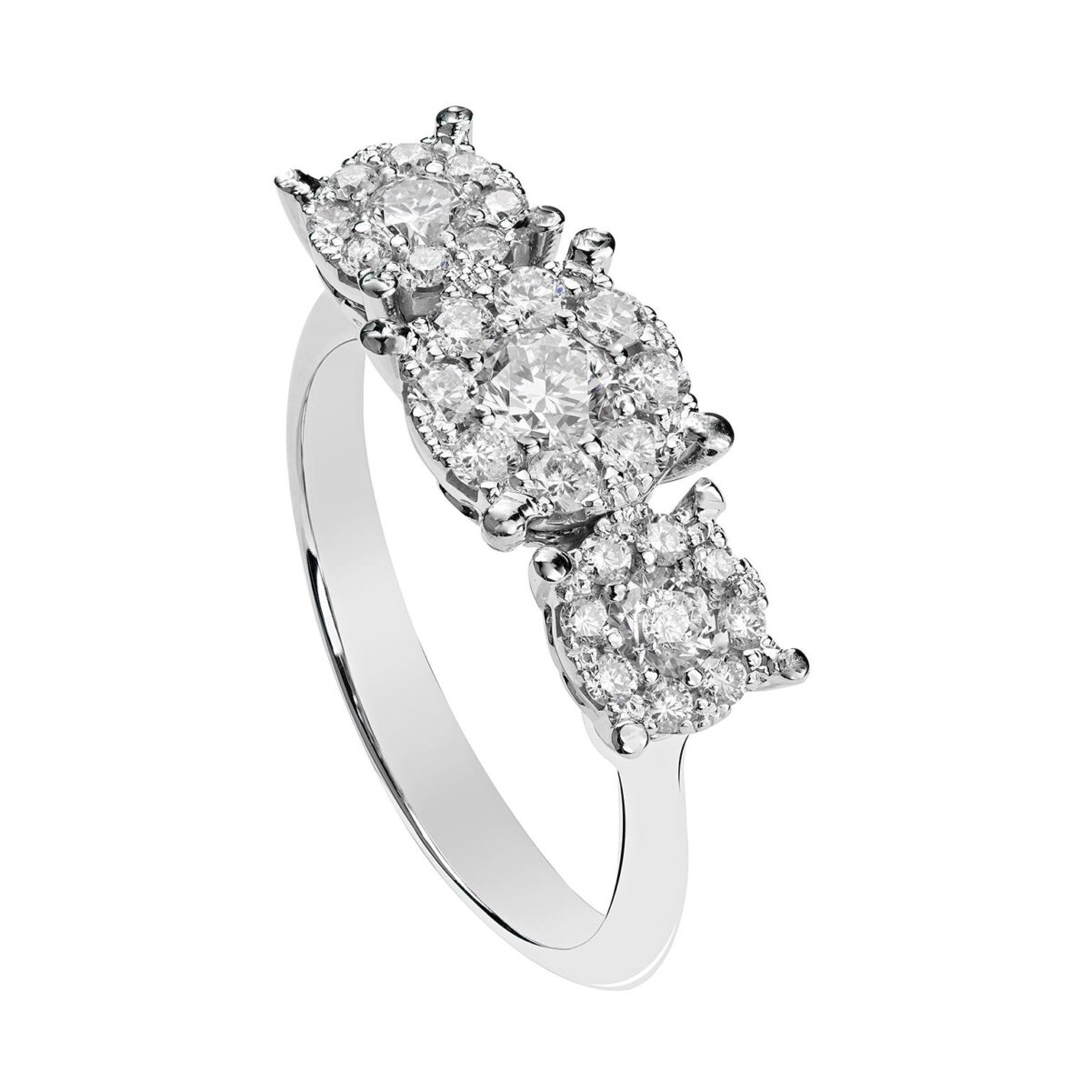 Anello Cerchio di Luce Trilogy gambo liscio multipietra