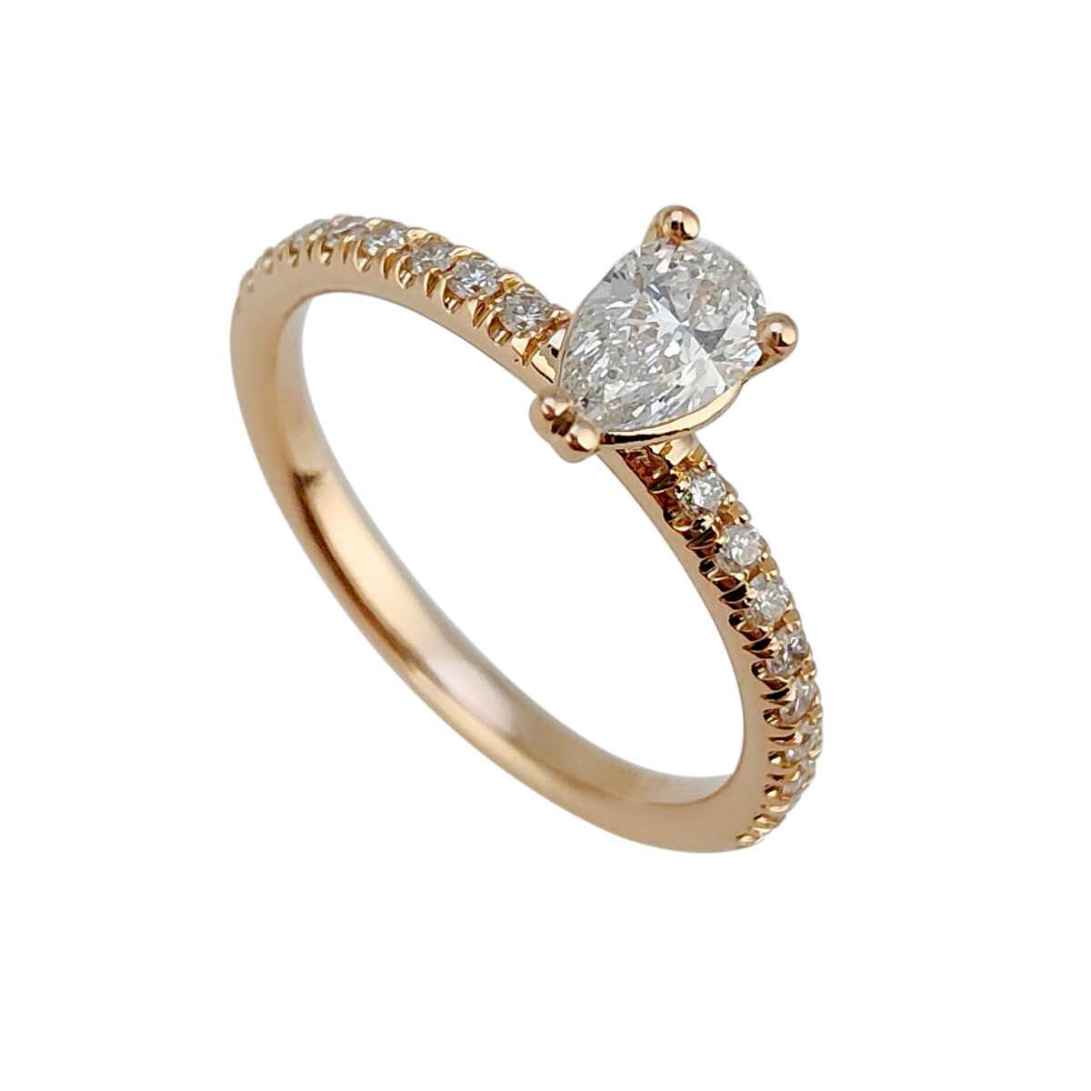 Anello Solitario Oro giallo, Diamante a goccia