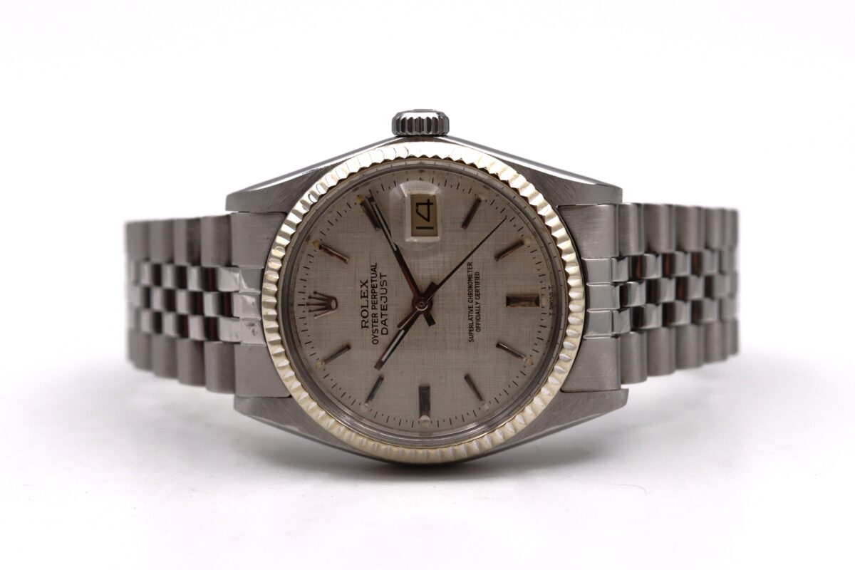 Rolex Datejust Ref 16014 Plexi Ghiera Oro Bianco Linen Dial 1982