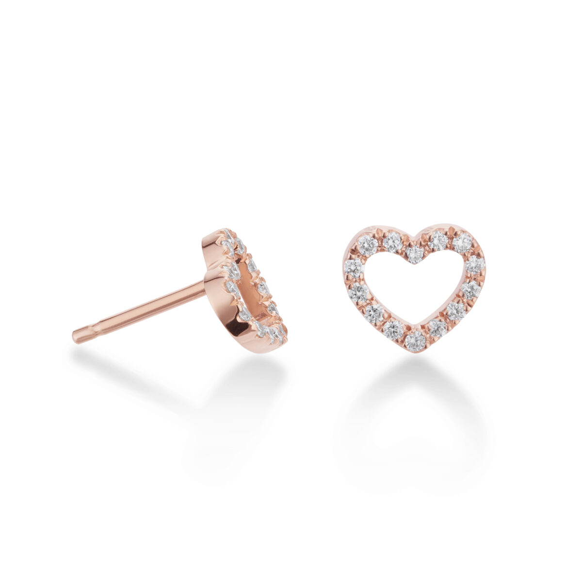 Orecchini a cuore, Oro Rosa e Diamanti